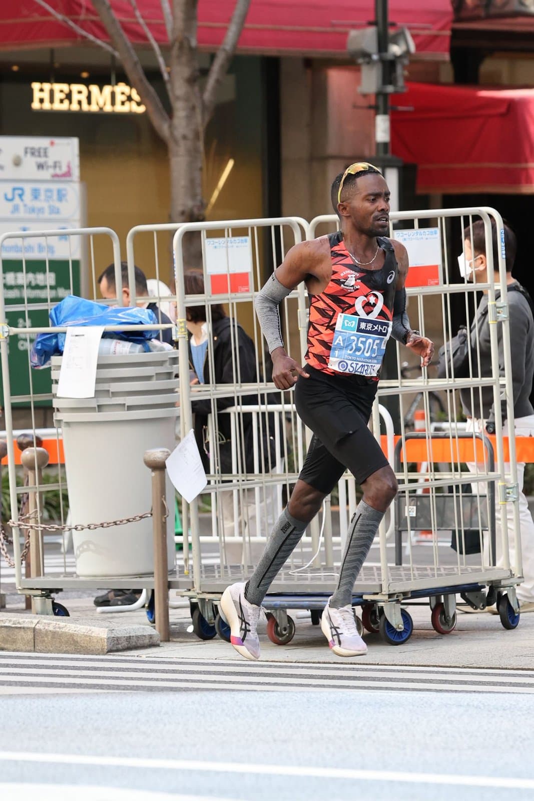 A runner on the course of the New York City Marathon.
