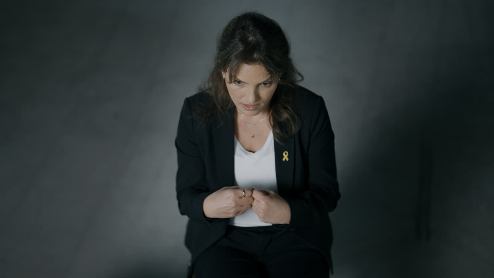 Amit Soussana, a former hostage, during her interview for the film.
